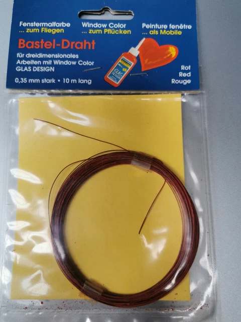 Basteldraht Draht 0,35mm x 10m farbig rot ideal für Window Color  Glas Design