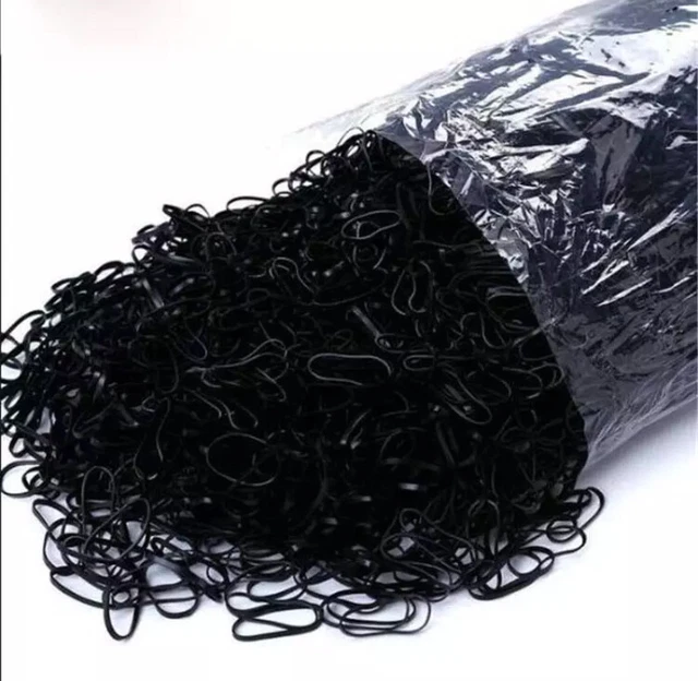 1000pcs MINI BLACK HAIR ELASTICS Rubber Bands Braids Braiding Plaits Small Bands