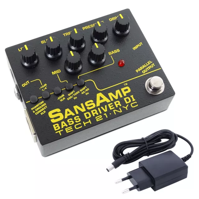 Tech21 SansAmp Bass Driver DI V2 Preamp Pedal with Keepdrum Power Supply