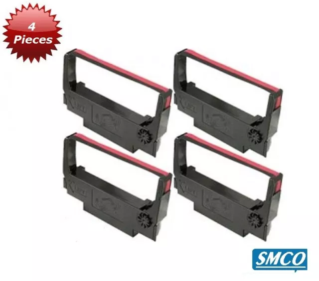 4 For ERC 30 34 38 BLACK RED Receipt Printer INK RIBBON CASSETTE By SMCO