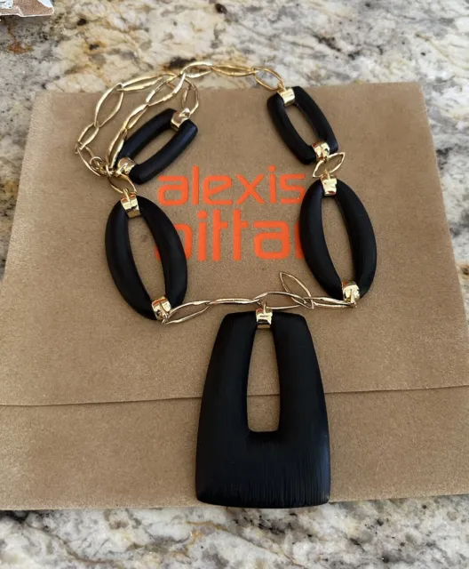 100% Authentic Alexis Bittar  XL Vintage Black Lucite Link Necklace $295