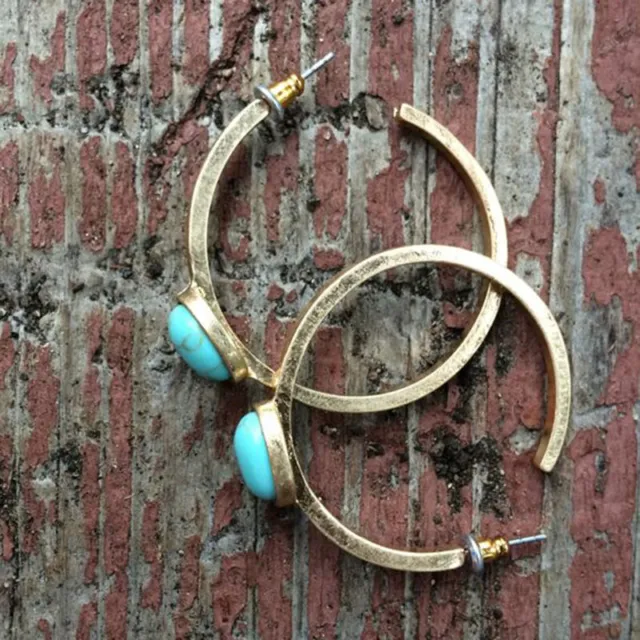 Simple 925 Silver Turquoise Earrings Ear Hook Women Wedding Drop Dangle Jewelry