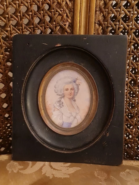ANCIENNE PEINTURE-HUILE SUR toile - portrait de Dame au peigne EUR 125