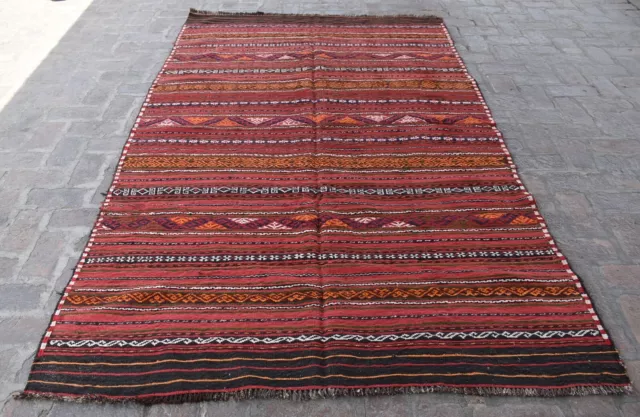 5'4 x 9'2 Handmade afghan tribal qalaino wool area kilim rug, 6x9 persian rug