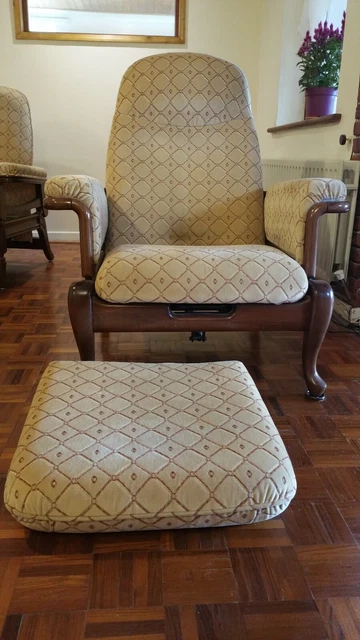 Pair of armchairs recliner quality heavy with footstools RRP £799 each