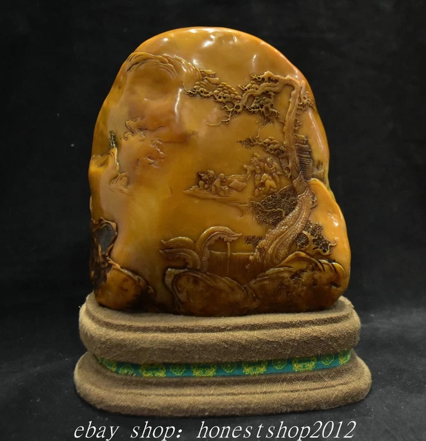 8" Chinesische natürliche Tianhuang Shoushan Stein Berg Baum Figur Siegel
