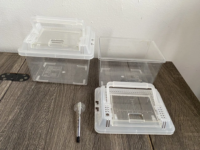 Portable Transparent Small Aquarium Goldfish Tank Turtle Hamster box thermometer