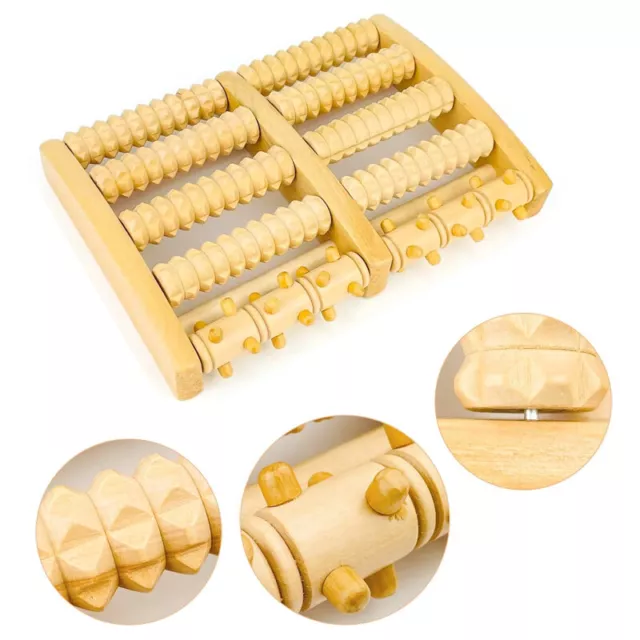 Wooden Foot Massager Roller Relieve Plantar Fasciitis Acupressure Massage Tool