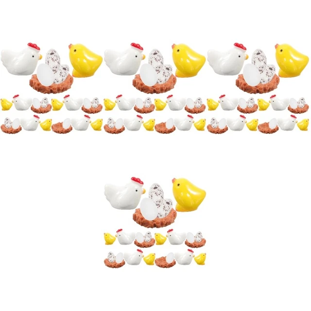 4 Sets  Mini Fairy Chicken Statue Miniature Garden Ornament for Fairy Gardens