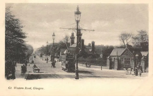 Great Western Road GLASGOW Scotland Street Scene c1910s Vintage Postcard