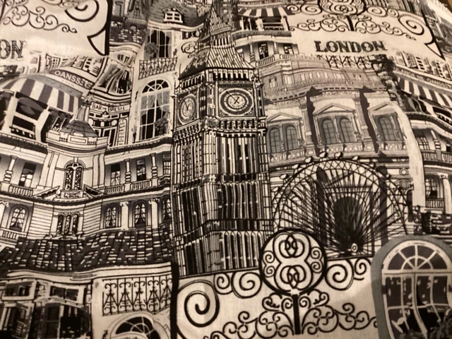 Fabric clearance London black and cream fabric 71x45cm