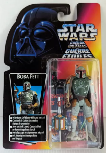 STAR WARS BOBA FETT New Action Figure 1996 Tri Logo Red Card THX Leaflet MINT!