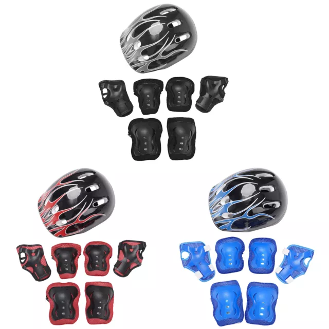 7 Set Kids Helmet Protective Gear Knee Elbow Wrist Pads Buckle Safety Bike Skate 2