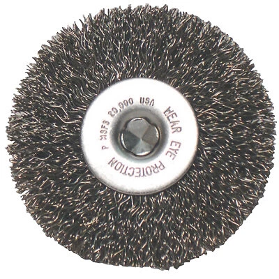 Crimped Wheel Brushes, 8 in D X 1 in W, 0.014 In, Carbon Steel ORS Nasco Anchor