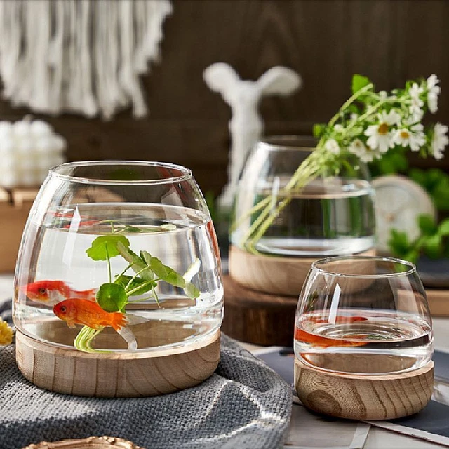 Mini Fish Tank Bowls Goldfish Globe Durable Glass Office Desktop Living Room