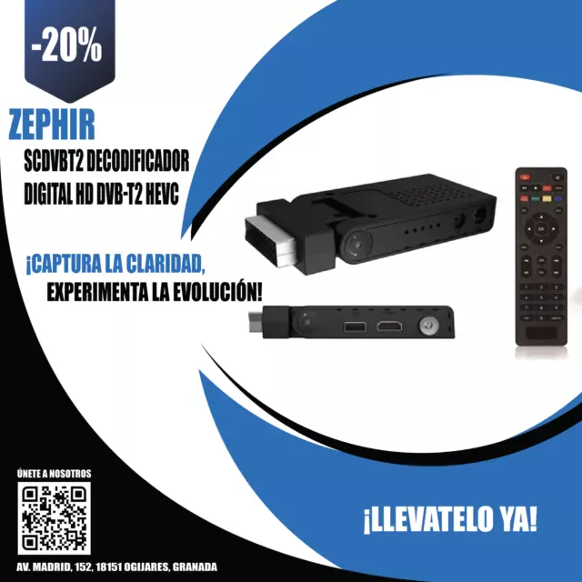 ZEPHIR SCDVBT2 - Decodificador digital Terrestre TDT HD DVB-T2 HEVC