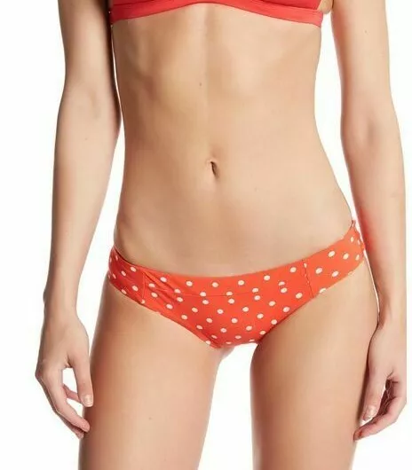 NEW VITAMIN A 'Adriana' Hipster Bikini Bottoms Red White Dot Size Large L $85