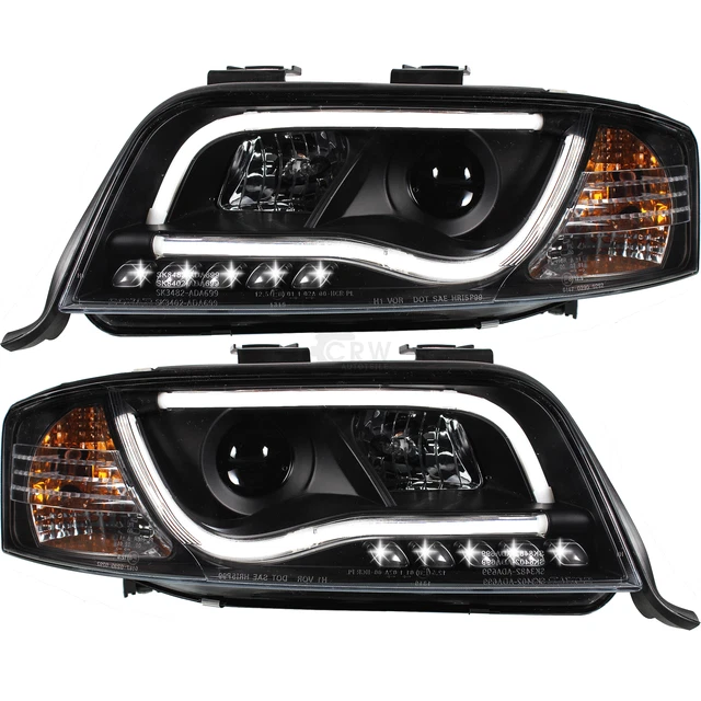 Set Fanali per Audi A6 C5 4B 01-05 Restyling Light Tube Tfl Ottica Nera