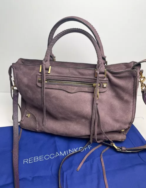 Rebecca Minkoff Soft Leather Satchel Tote Handbag Dusty Purple Sueded Leather