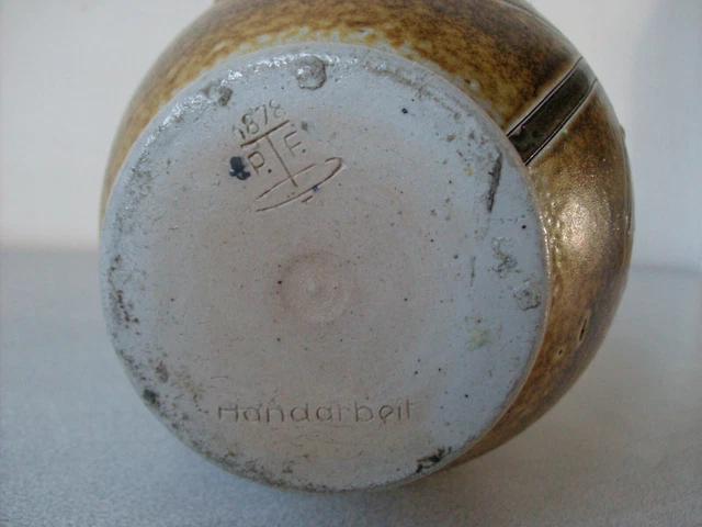 Cruche carafe en grès PTF Peter Friedrich Thewalt Alpha Omega de 1878 pour 18 cm 7