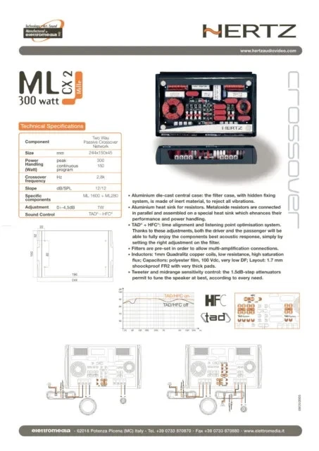 Crossover Hi End 2 Vie HERTZ ML CX 2 Serie MILLE 300W Bi-Amplificabi leg. l'art.