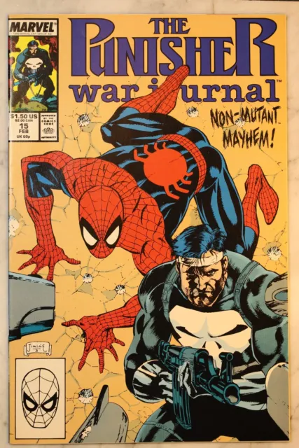 PUNISHER WAR JOURNAL #15 (1990) Vol 1 MARVEL Carl Potts Jim Lee Spider-Man HIGH