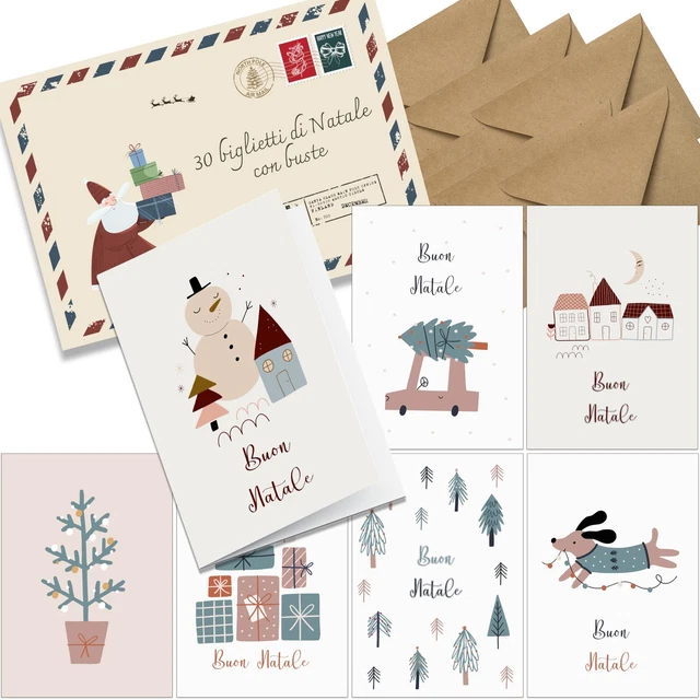 Biglietti Natale con Busta, 20 Pezzi Biglietti Auguri Natale Piccoli
