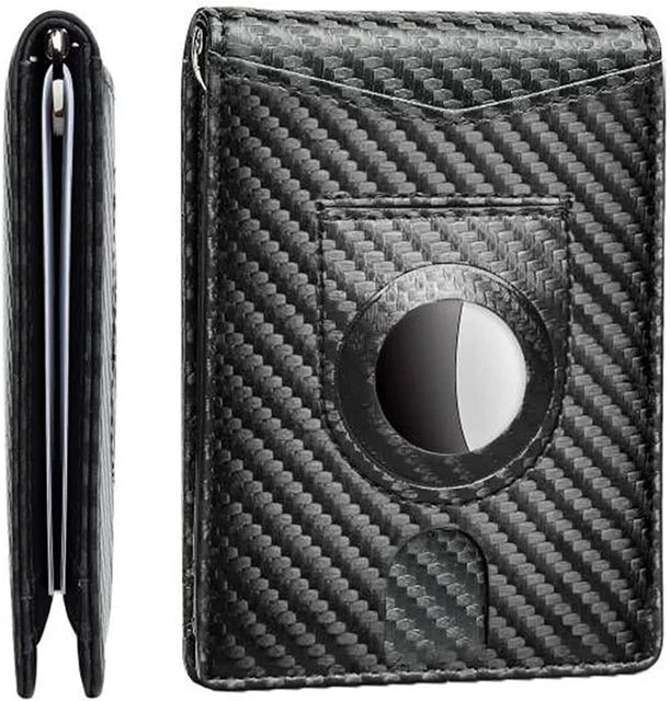 Slim Airtag Wallet for Men, Minimalist Genuine Leather Bifold Credit Card Holder