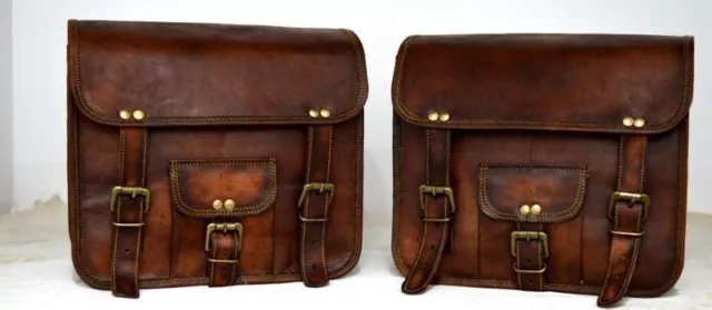 Motorrad-Seitentasche, braunes Leder, 2 Seitentaschen, Satteltaschen,...