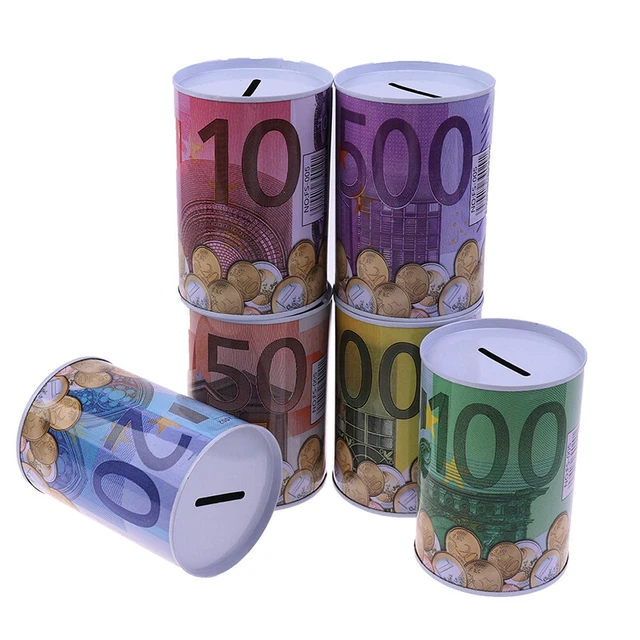 Euro Dollar Money Box Safe Cylinder Piggy Bank Banks For Coins Deposit Bo WsYE u