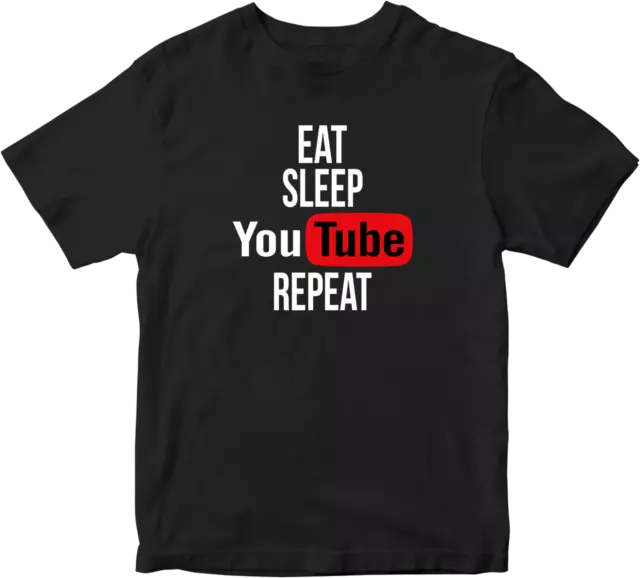 Eat Sleep Youtube Repeat T-shirt Youtuber VLOG Funny Novelty Vintage Party Gifts