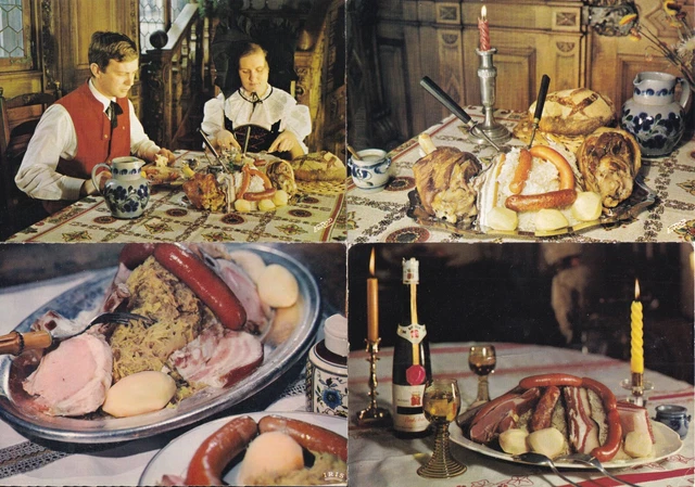 Lot of 4 postcard postcards 10x15cm SAUERKRAUT COOKING RECIPE ALSACE 3