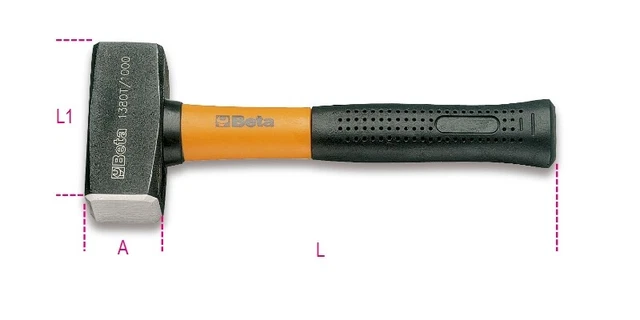 Beta Outils 1380T Mason's Club Marteau Arbre Fibre de Verre 1000g 013800310