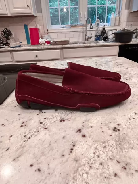 Kenneth Cole Reaction World Hold On Burgundy Suede Driving Loafer sz 11.5 EUC