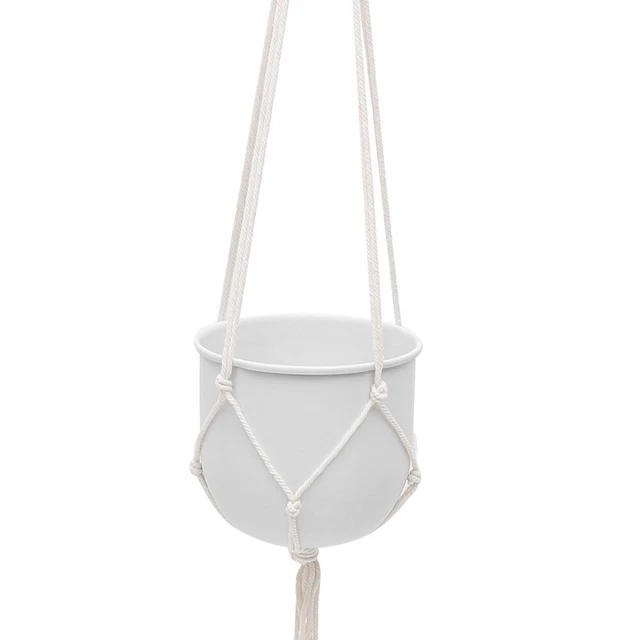Panier Suspendu En Cuir Synthétique Pour Plantes - Avec Pot Inclus, Jaune, Décoration Intérieur/extérieur