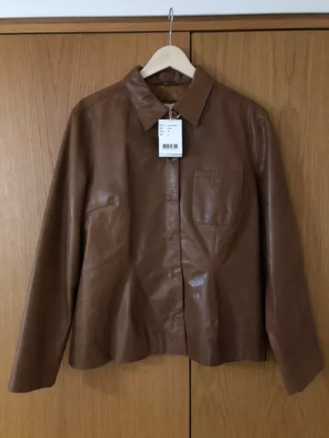 New Bnwt Vintage Part Two Genuine Brown Leather Skirt Jacket Suit - Uk 12 & 14 3