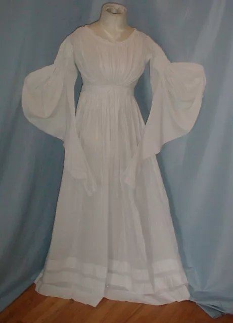 RARE ANTIQUE DRESS Regency 1820's White Cotton and Eyelet Large Gigot ...
