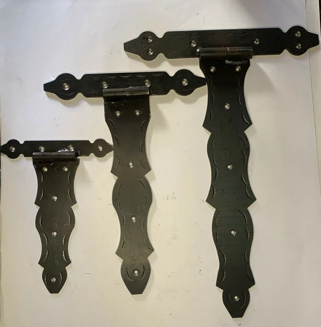 Pair Strong Black Wrought Iron Farm - Hand Forged Beeswax Cottage Door Hinge 11