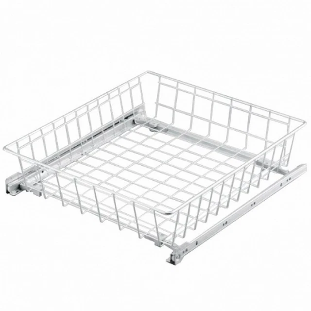 Cesta de armario extensible extractor de armario saque de cesta altura 12 cm con rodillos BLANCO