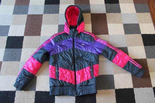 ADIDAS Padded JACKET Zip Hooded PUFFER (13-14 Years) GIRLS Youth BLACK & PINK 