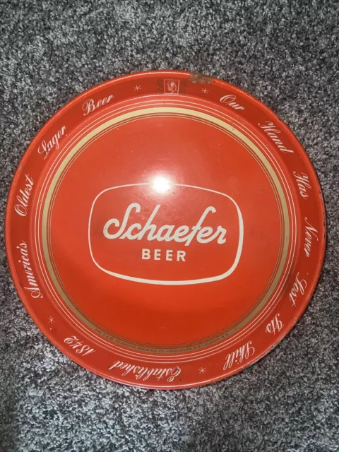 Vintage Red Schaefer Beer Tray ~EXCELLENT~ 12”