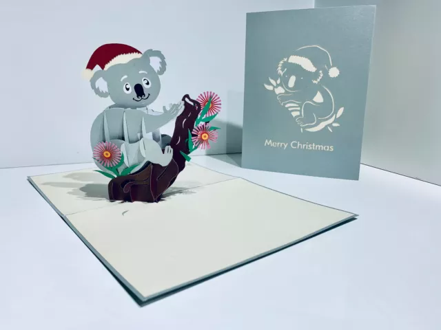 Origami Pop Cards Aussie Christmas Koala 3D Pop Up Greeting Card Australia 3