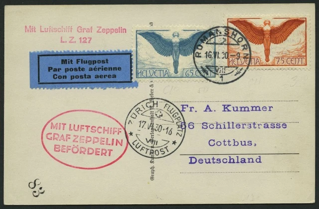 ZULEITUNGSPOST Schweiz: 1930, Schweizfahrt, Prachtkarte