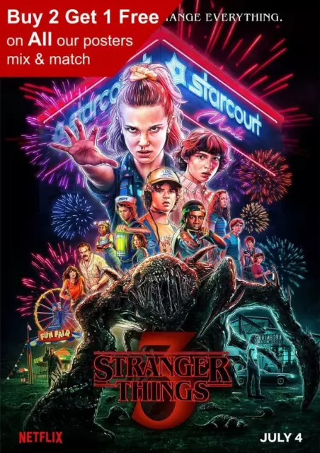 Stranger Things Season 3 Poster A5 A4 A3 A2 A1