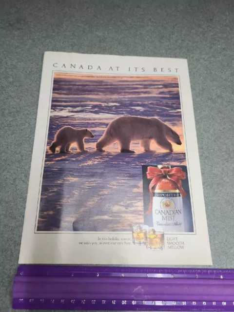1990 Canadian Mist Whisky Polar Bear vintage print ad 90's advertisement