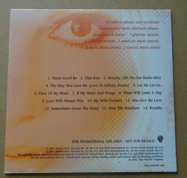 FAITH HILL--THERE YOU'LL Be-The Hits Collection--Album Cd Promo--14