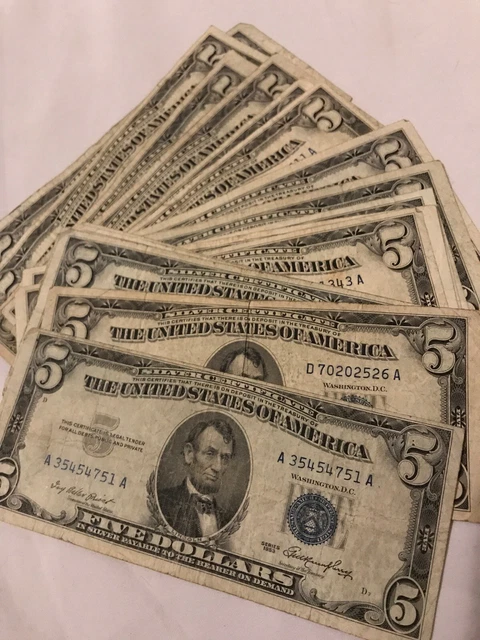 ✯ One RARE 1953 Blue Seal $5 Silver Certificate Note FIVE Dollar Bill Lot Money✯ 2