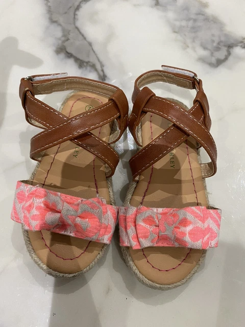 Laura Ashley Baby Girl Espadrille Sandals Tan/pink UK7