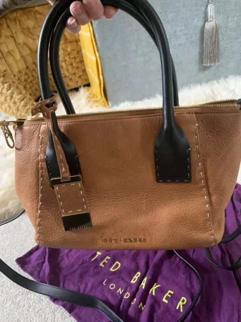 Ted Baker Tan Leather Medium Satchel Crossbody Bag 30cm X 20cm X 12cm