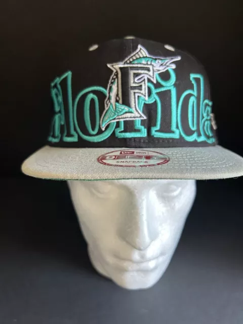 New Era 9Fifty Basic Snapback Hat Cap Mlb Florida Marlins Black/Gray Adult